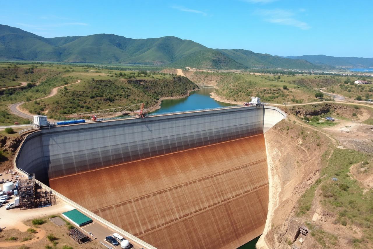 Barragem e albufeira nas terras altas da Huíla